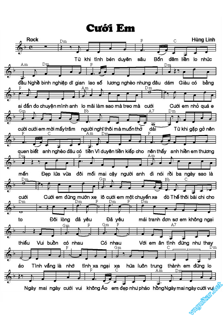 Sheet nhạc Cưới em - Trang 1