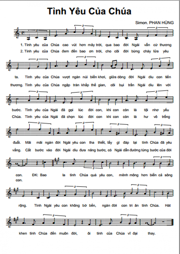 Sheet nhạc Tình yêu của Chúa - Trang 1