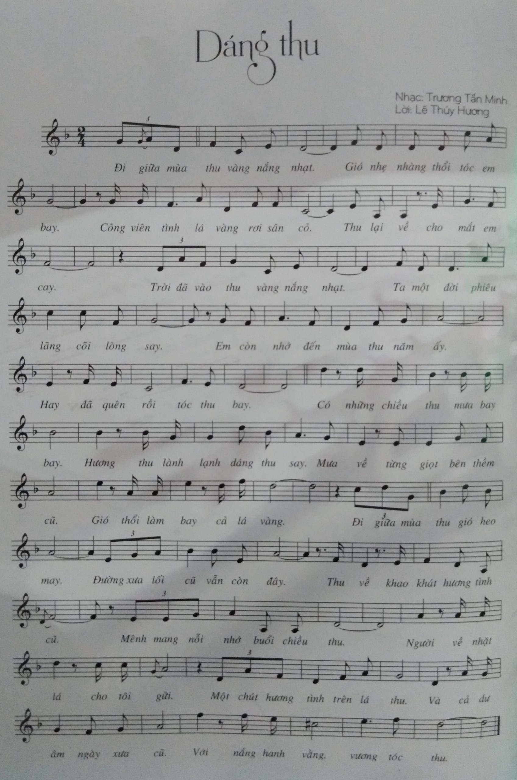 Sheet nhạc Dáng Thu - Trang 3