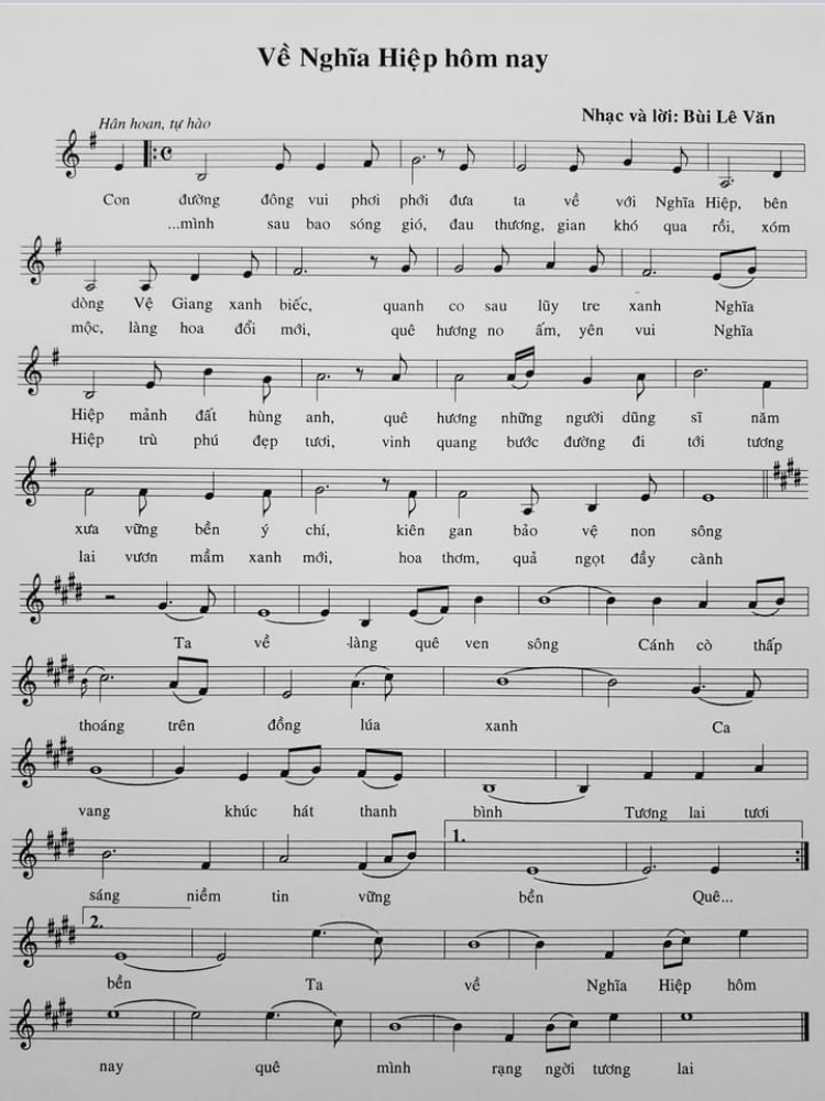 Sheet nhạc Về Nghĩa Hiệp hôm nay - Trang 1