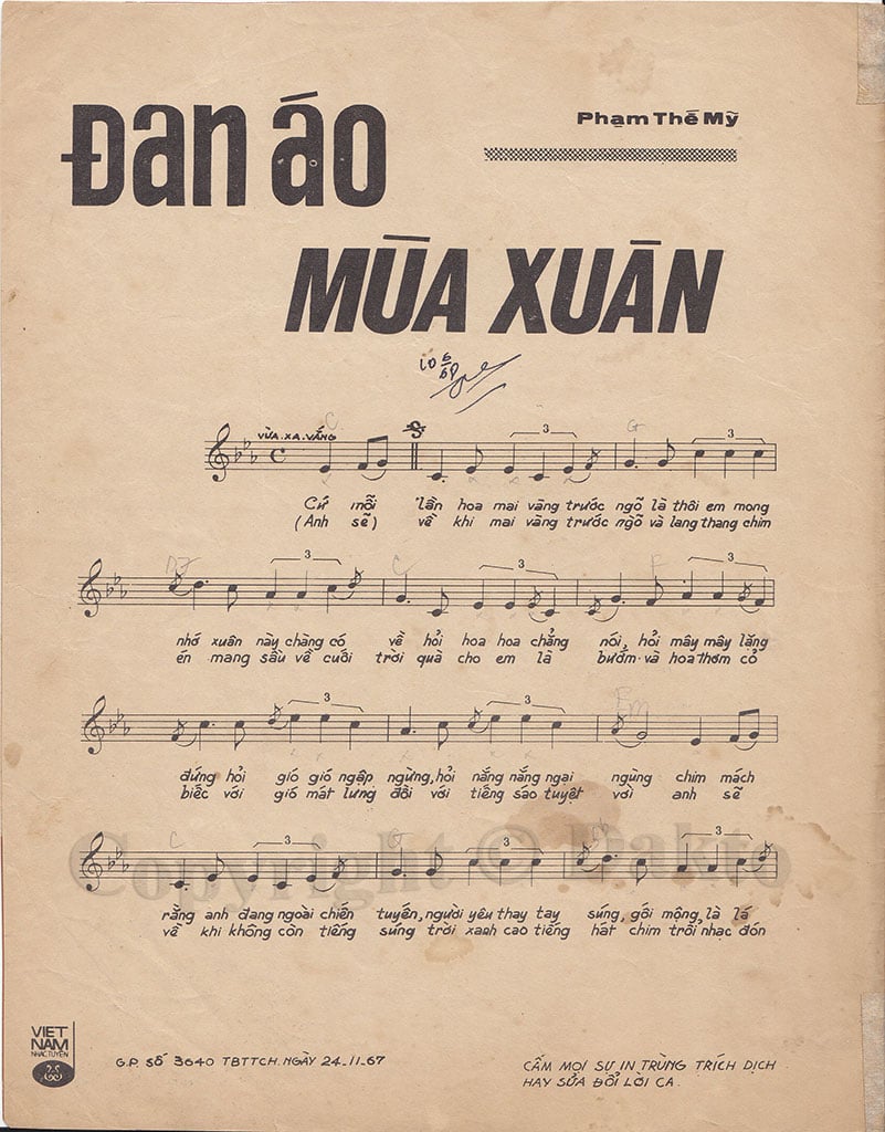 Sheet nhạc Đan áo mùa xuân - Trang 2