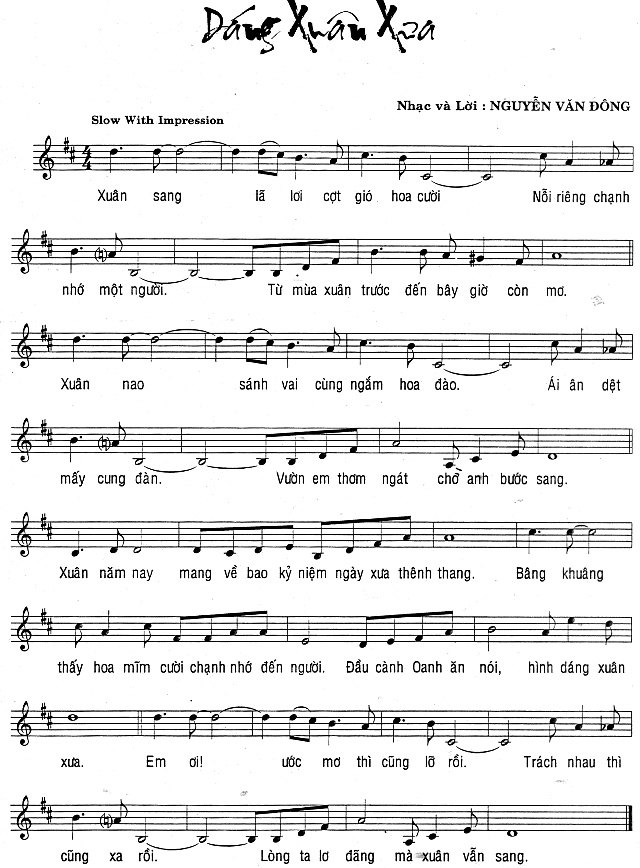 Sheet nhạc Dáng xuân xưa - Trang 2