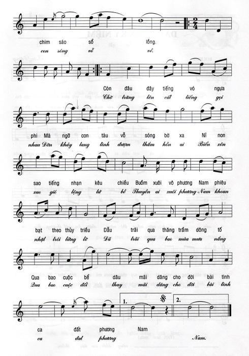 Sheet nhạc Đất phương Nam - Trang 2