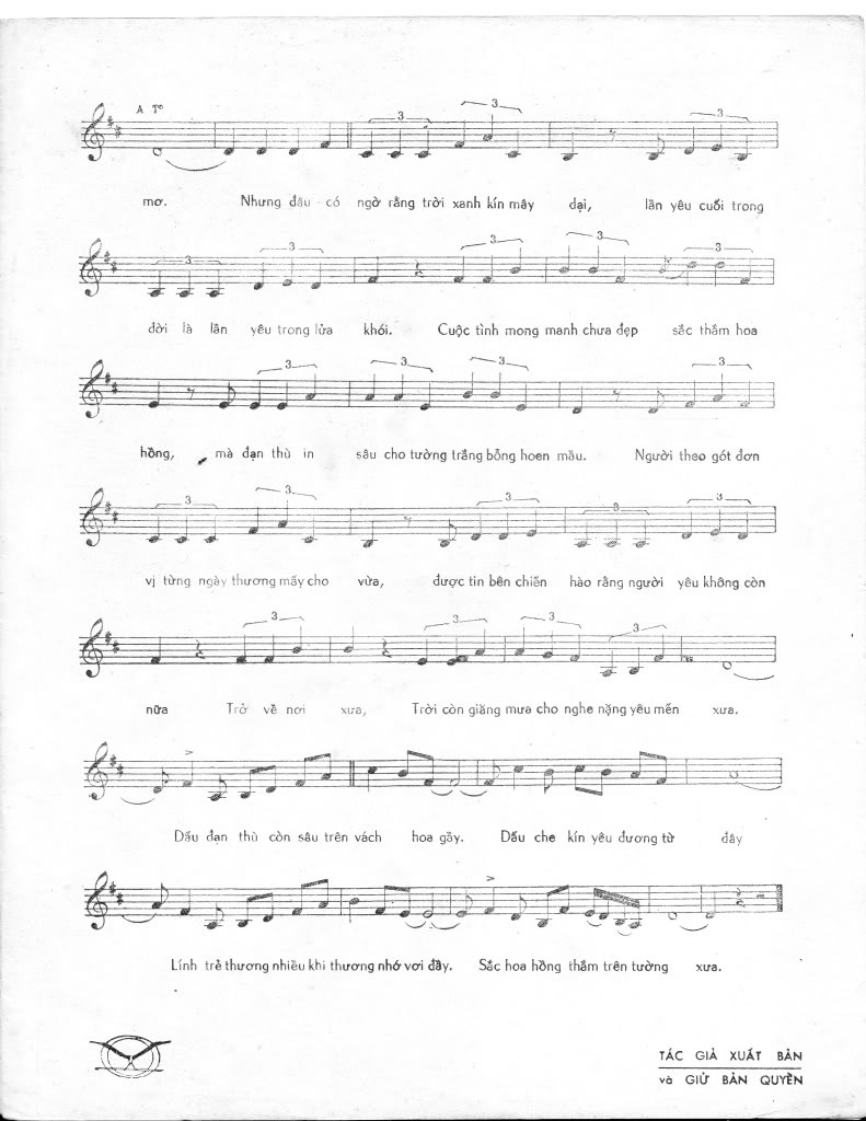 Sheet nhạc Dấu đạn thù trên tường vôi trắng - Trang 3