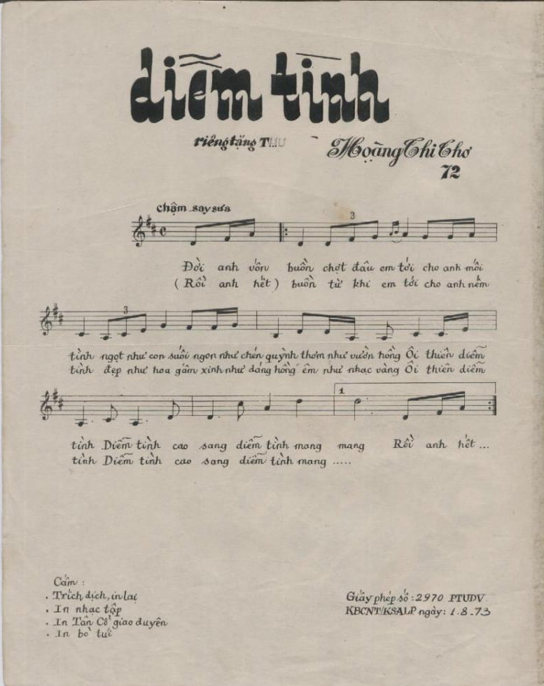 Sheet nhạc Diễm tình - Trang 2