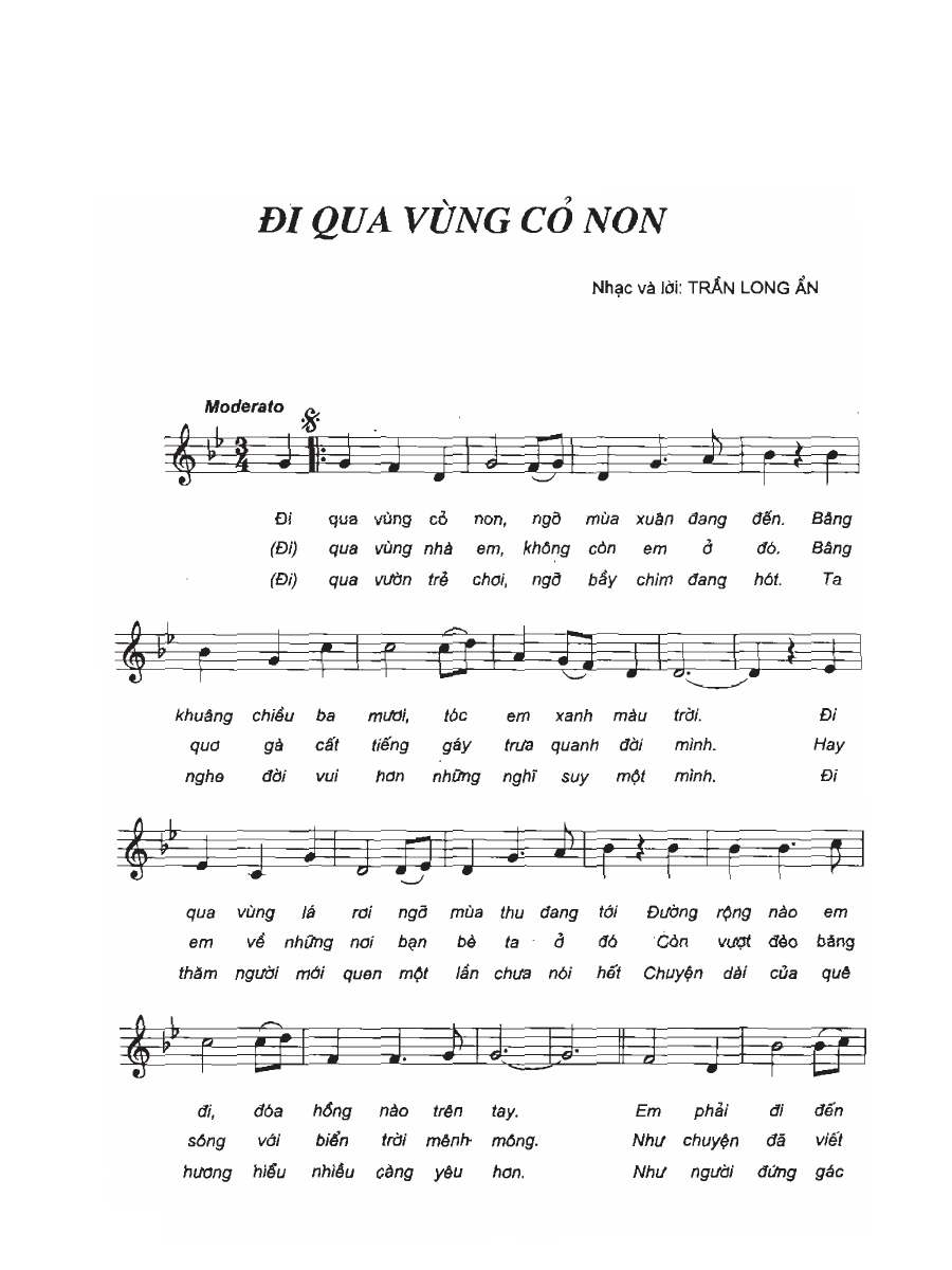 Sheet nhạc Đi qua vùng cỏ non - Trang 1