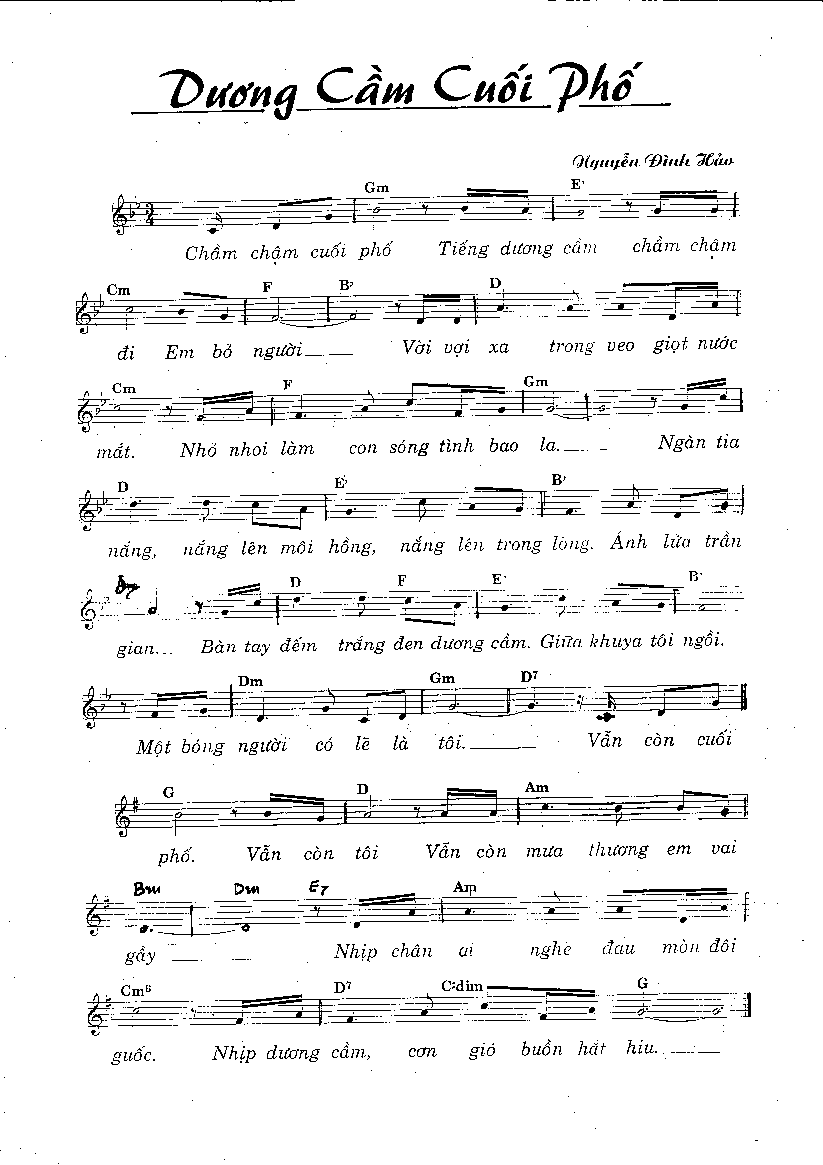 Sheet nhạc Dương cầm cuối phố - Trang 1