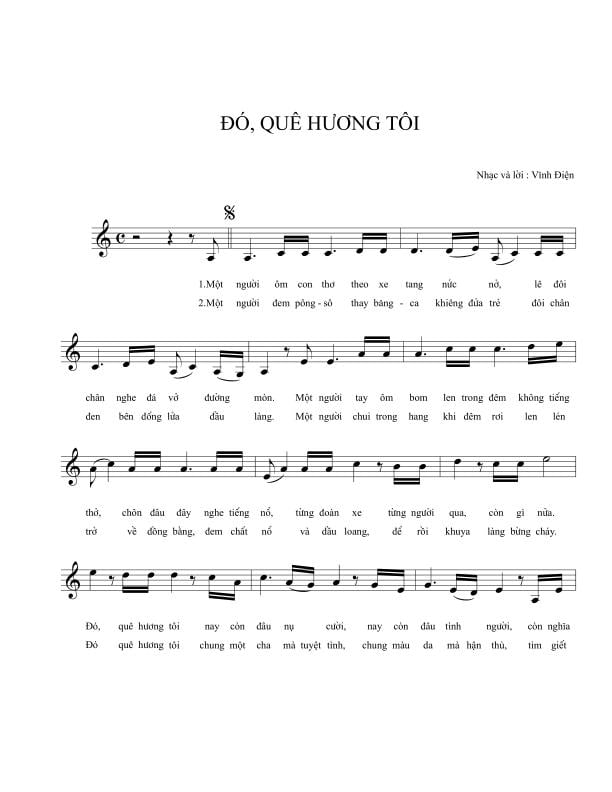 Sheet nhạc Đó quê hương tôi - Trang 1