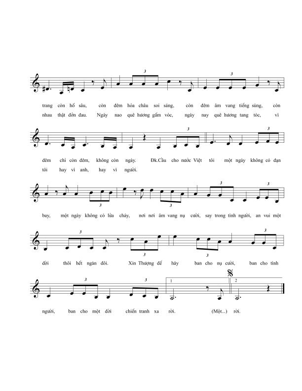 Sheet nhạc Đó quê hương tôi - Trang 2