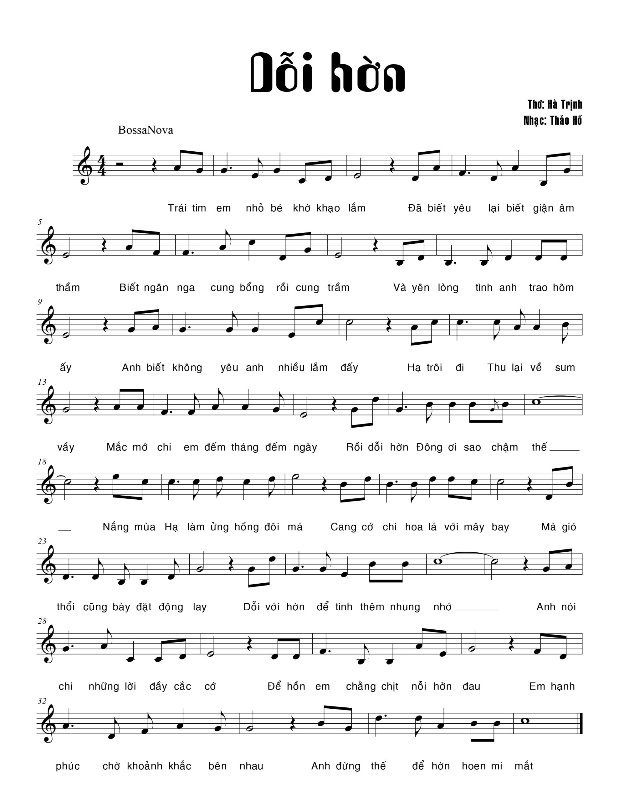 Sheet nhạc Dỗi hờn - Trang 1