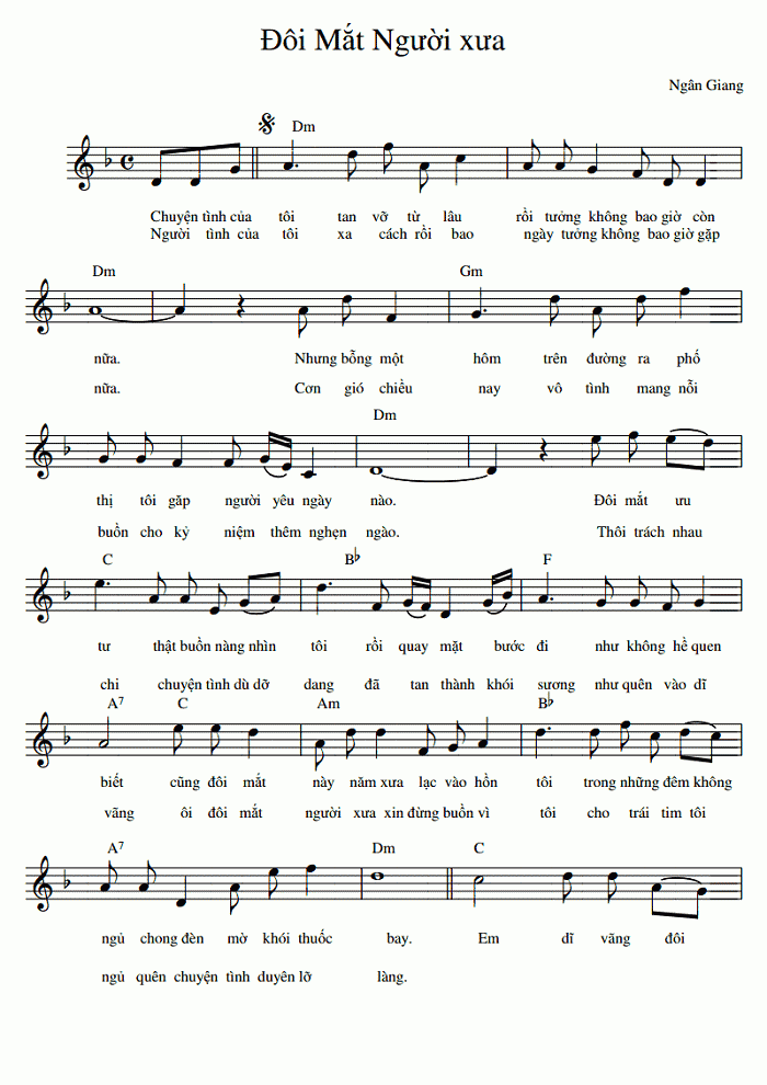 Sheet nhạc Đôi mắt người xưa - Trang 1