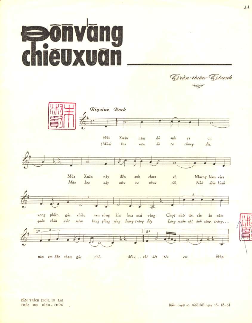 Sheet nhạc Đồn vắng chiều xuân - Trang 2