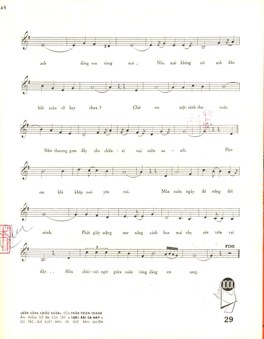 Sheet nhạc Đồn vắng chiều xuân - Trang 3