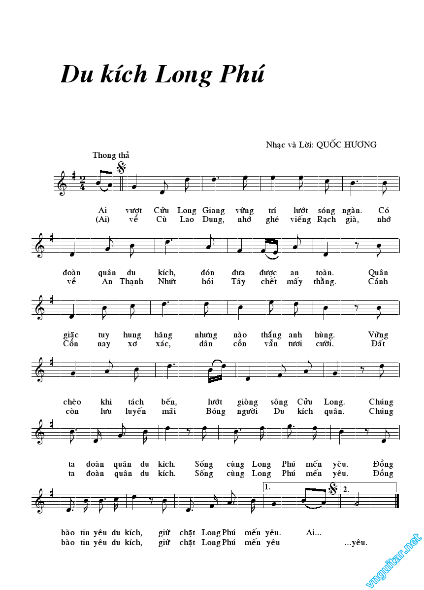 Sheet nhạc Du kích Long Phú - Trang 1