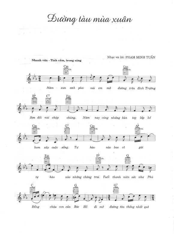 Sheet nhạc Đường tàu mùa xuân - Trang 1