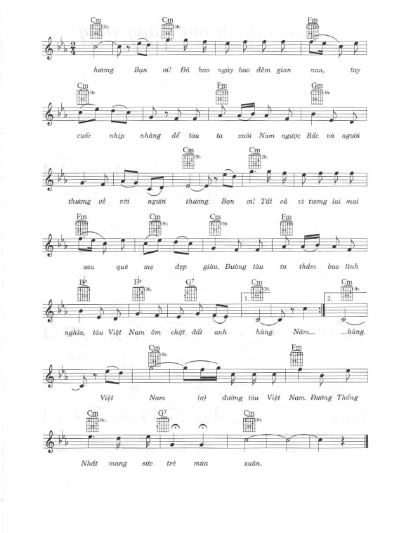 Sheet nhạc Đường tàu mùa xuân - Trang 2