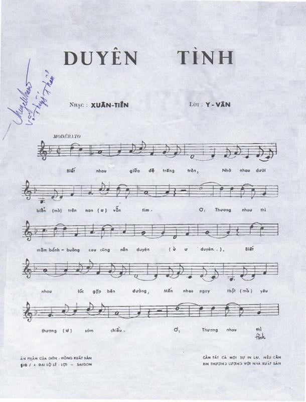 Sheet nhạc Duyên tình - Trang 1