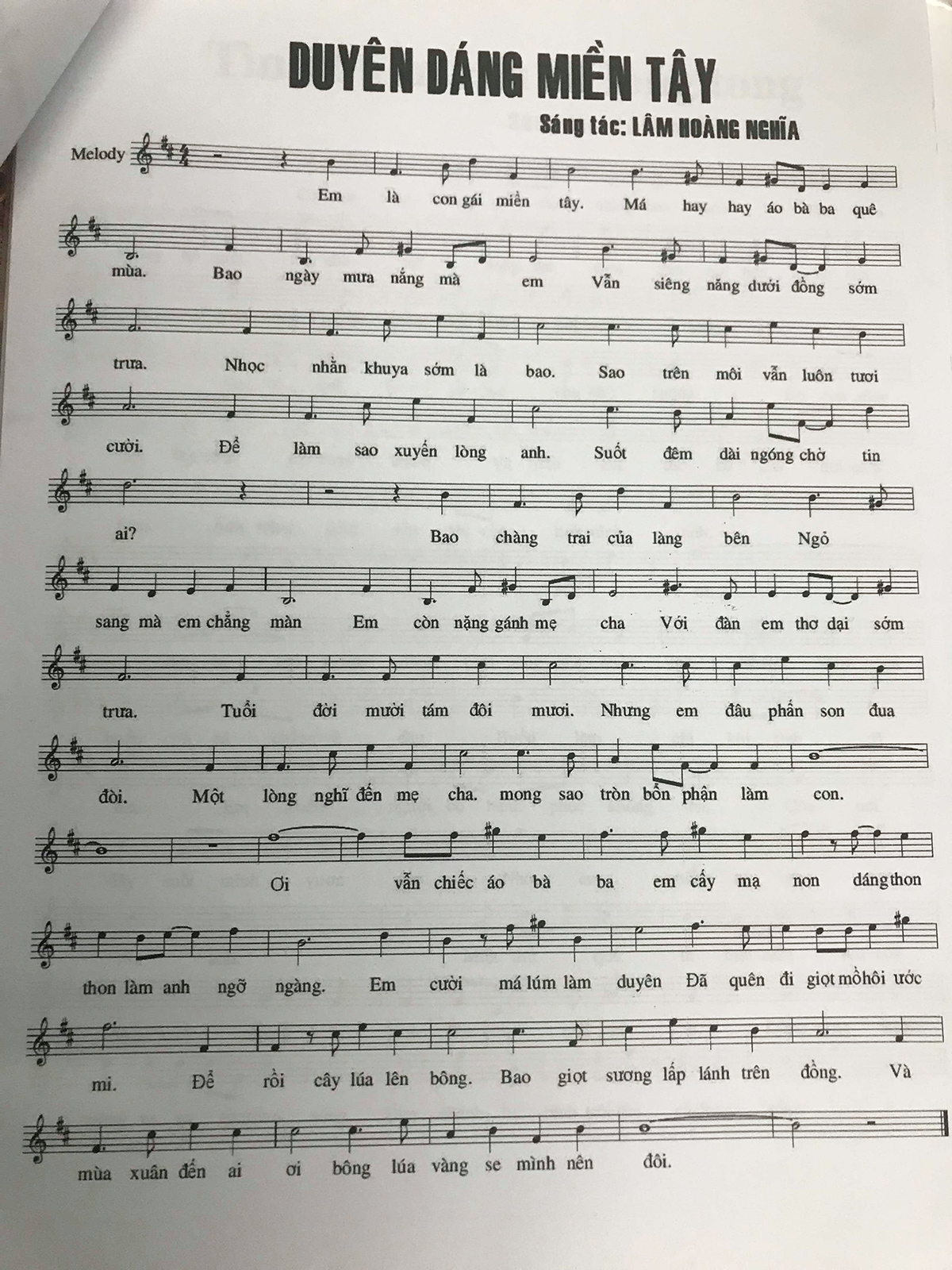 Sheet nhạc Duyên dáng miền Tây - Trang 1