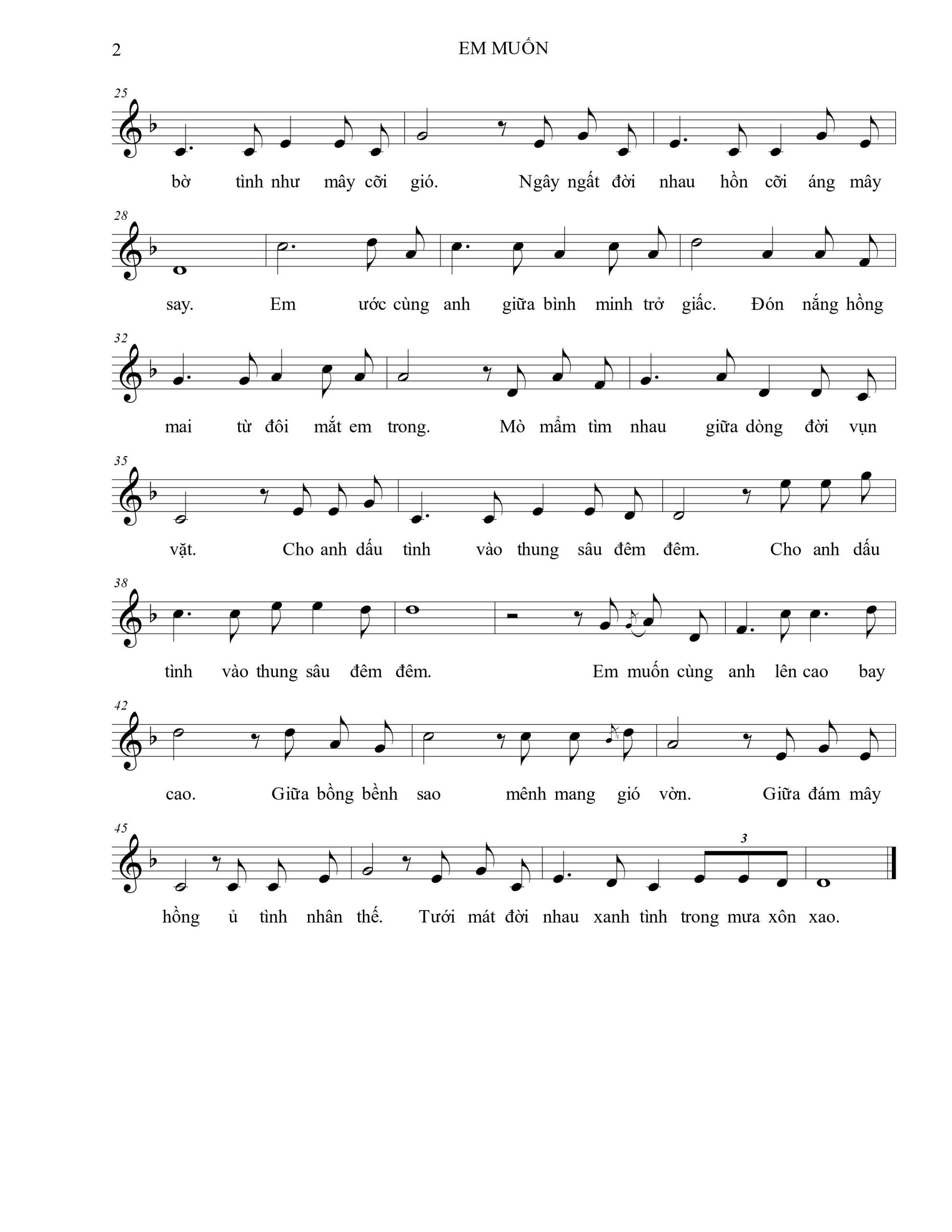 Sheet nhạc Em muốn - Trang 2