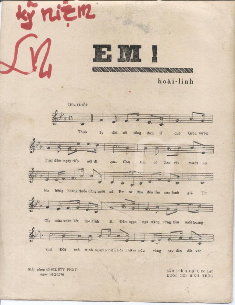 Sheet nhạc Em - Trang 2