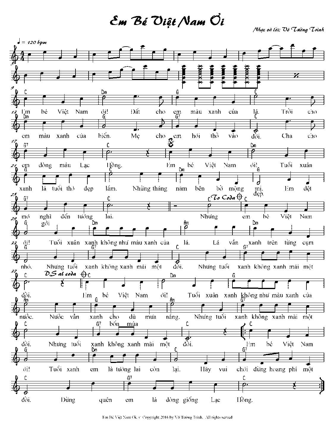 Sheet nhạc Em bé Việt Nam ơi - Trang 1