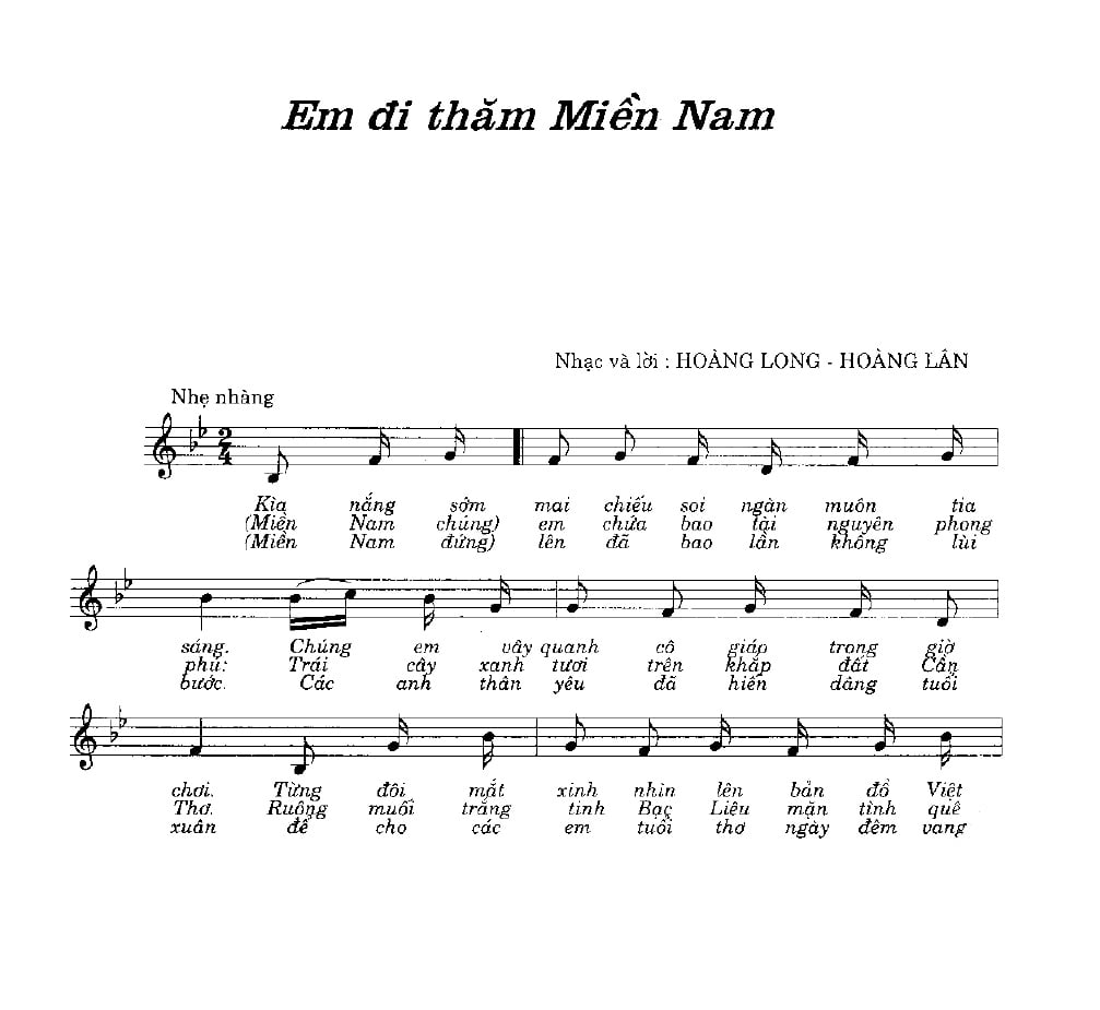 Sheet nhạc Em đi thăm miền Nam - Trang 1