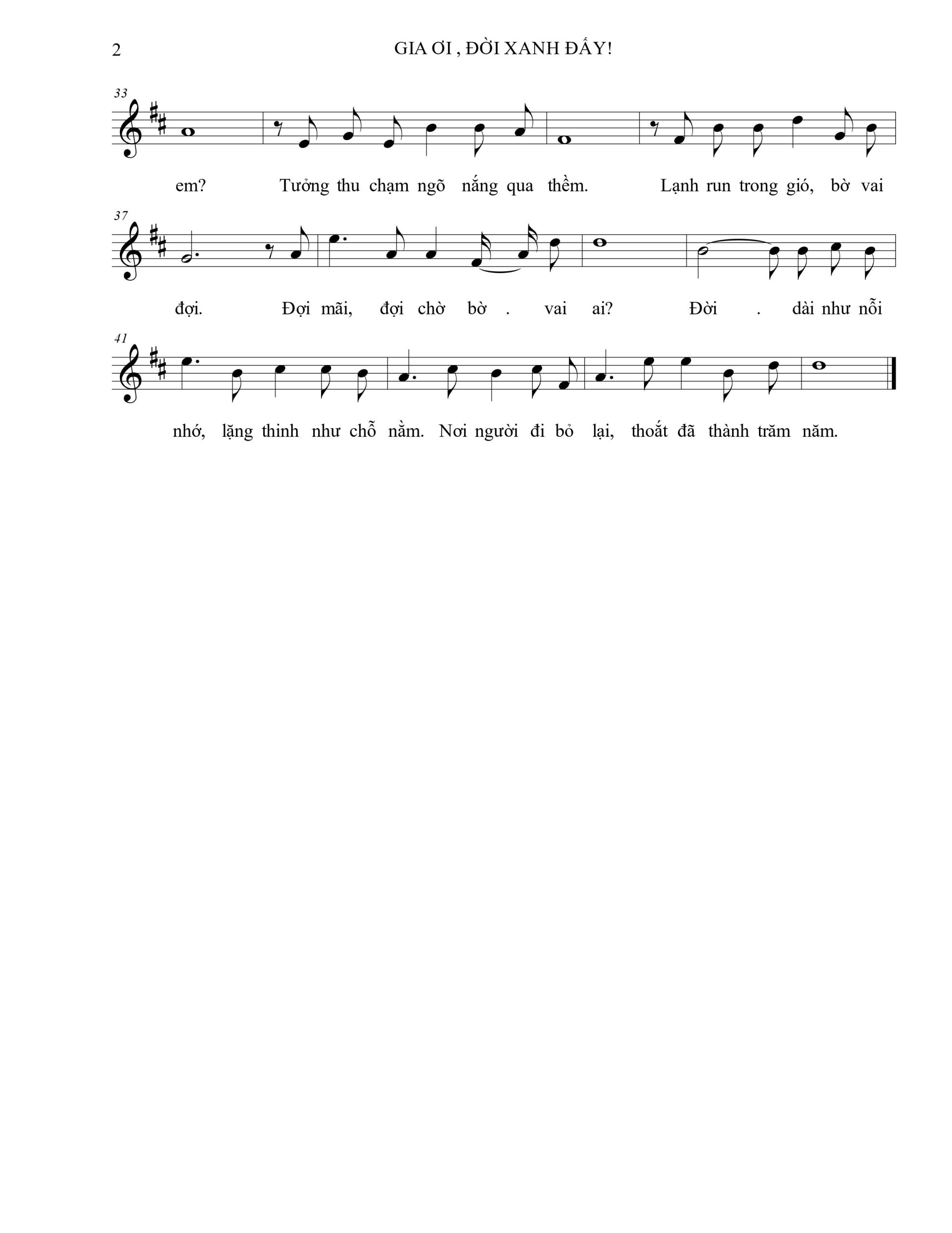 Sheet nhạc Gia ơi! Đời xanh đấy - Trang 2