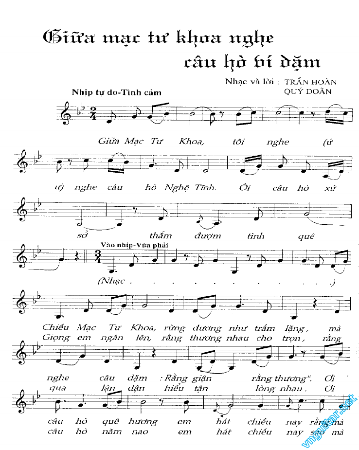 Sheet nhạc Giữa Mạc Tư Khoa nghe câu hò ví dặm - Trang 1