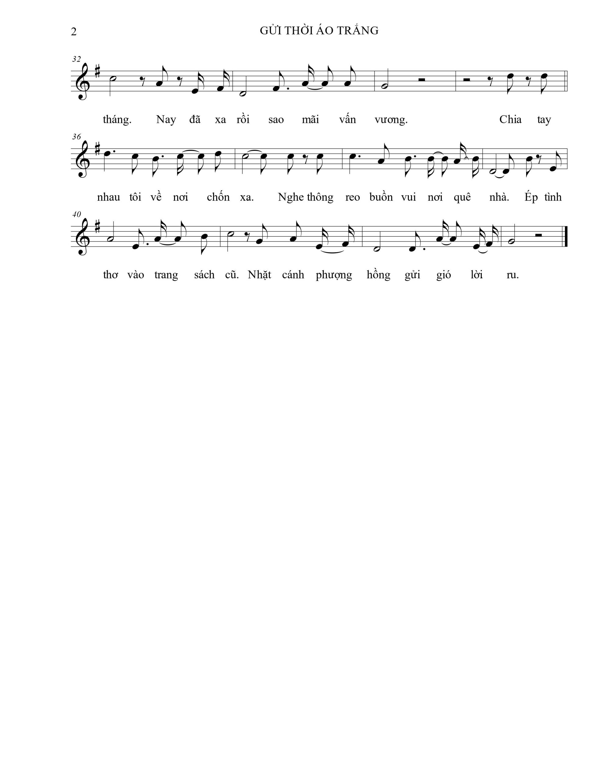 Sheet nhạc Gửi thời áo trắng - Trang 2