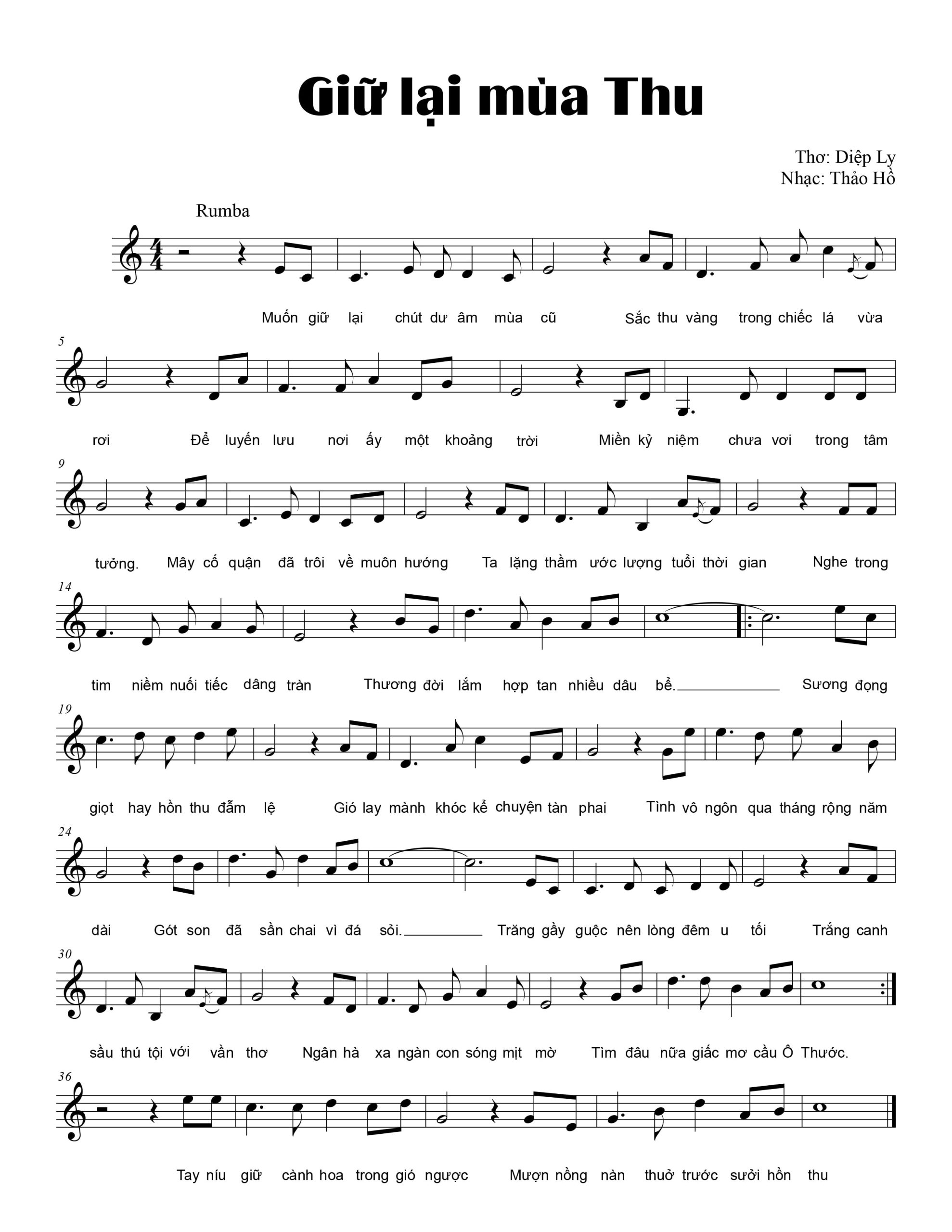 Sheet nhạc Giữ lại mùa Thu - Trang 1