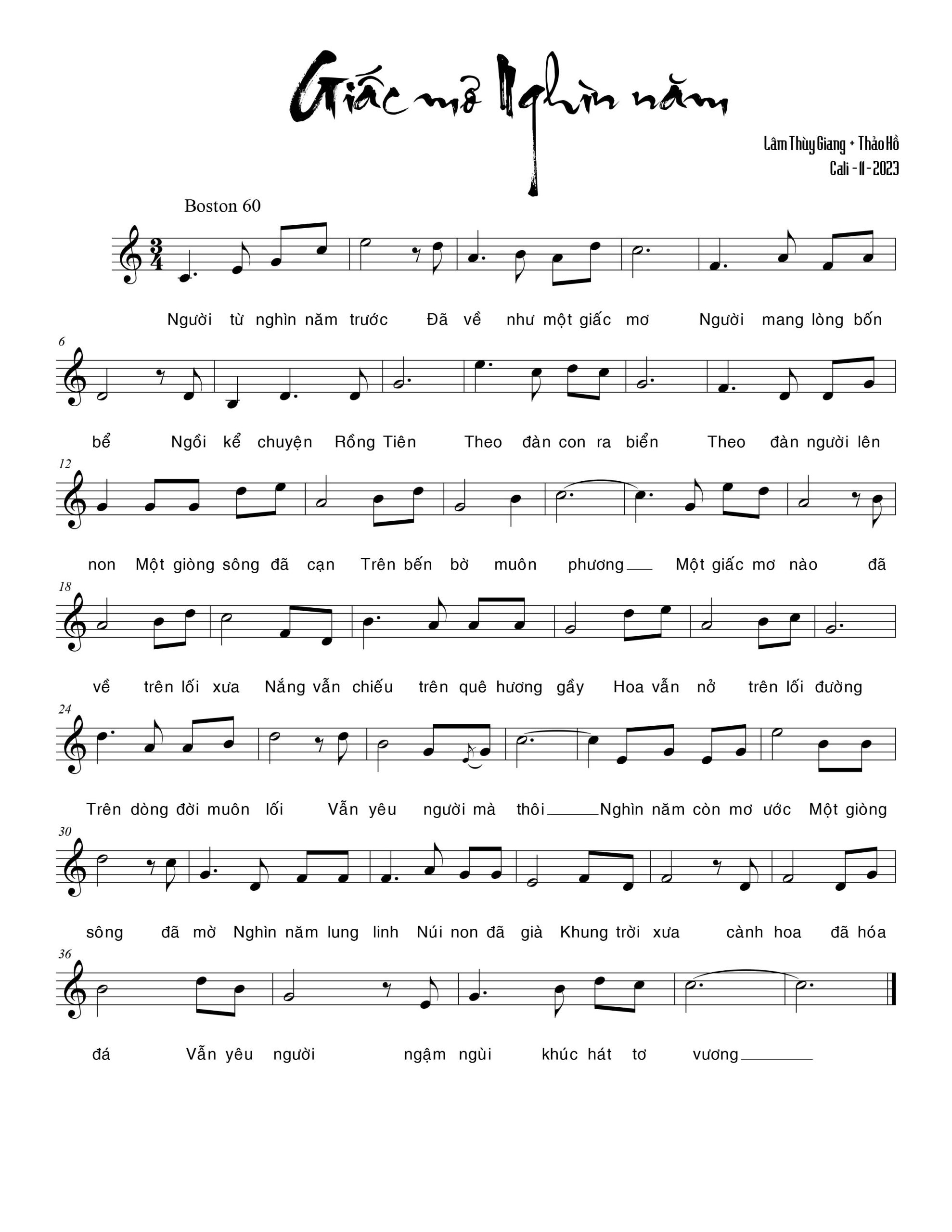 Sheet nhạc Giấc mơ nghìn năm - Trang 1