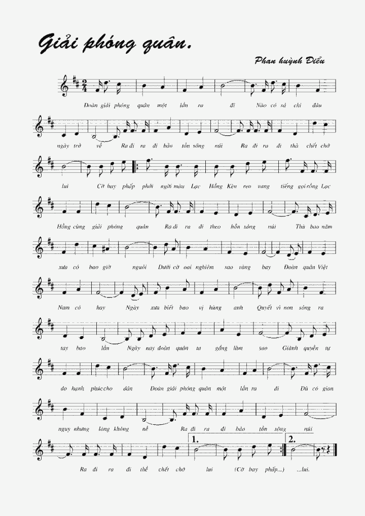 Sheet nhạc Đoàn giải phóng quân (Giải phóng quân) - Trang 1