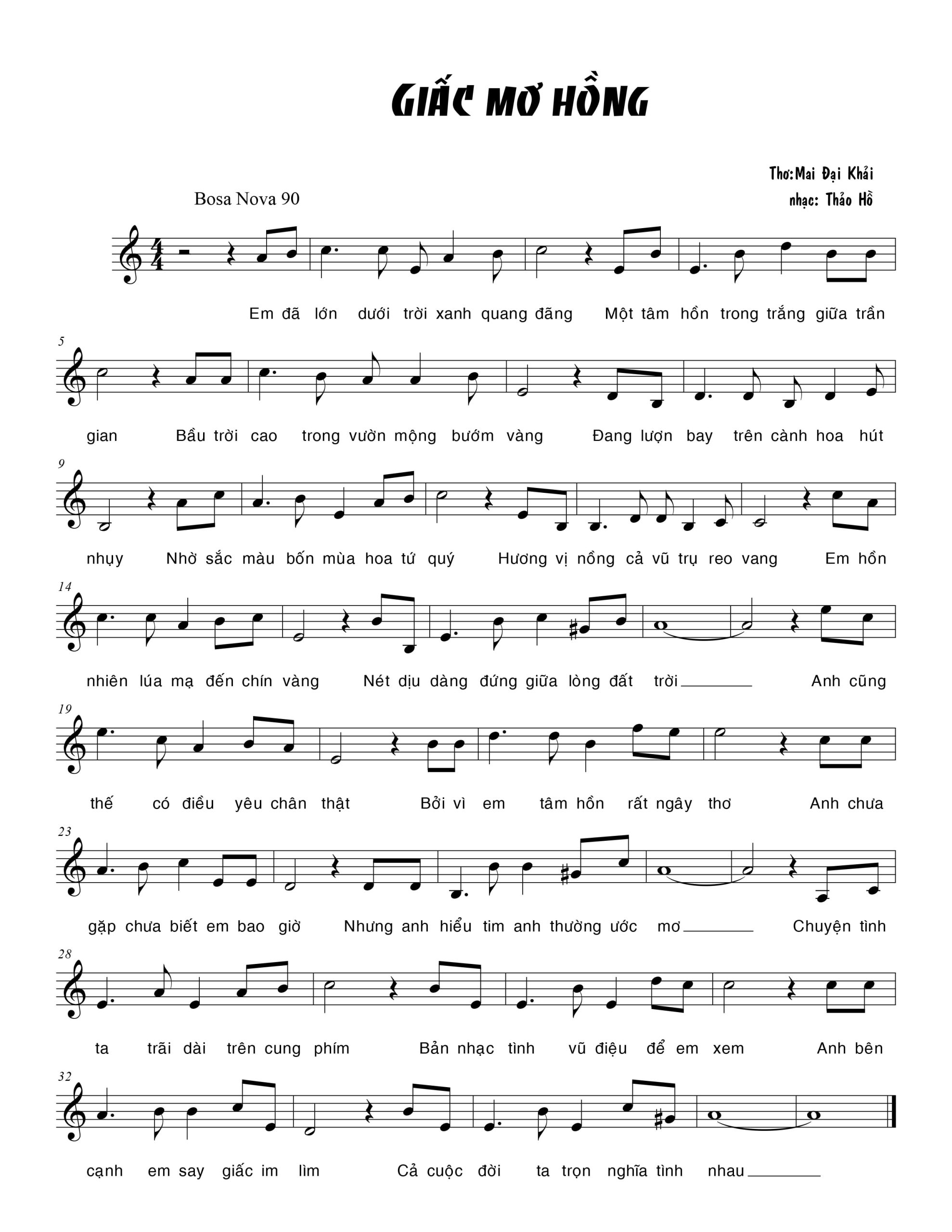 Sheet nhạc Giấc mơ hồng - Trang 1