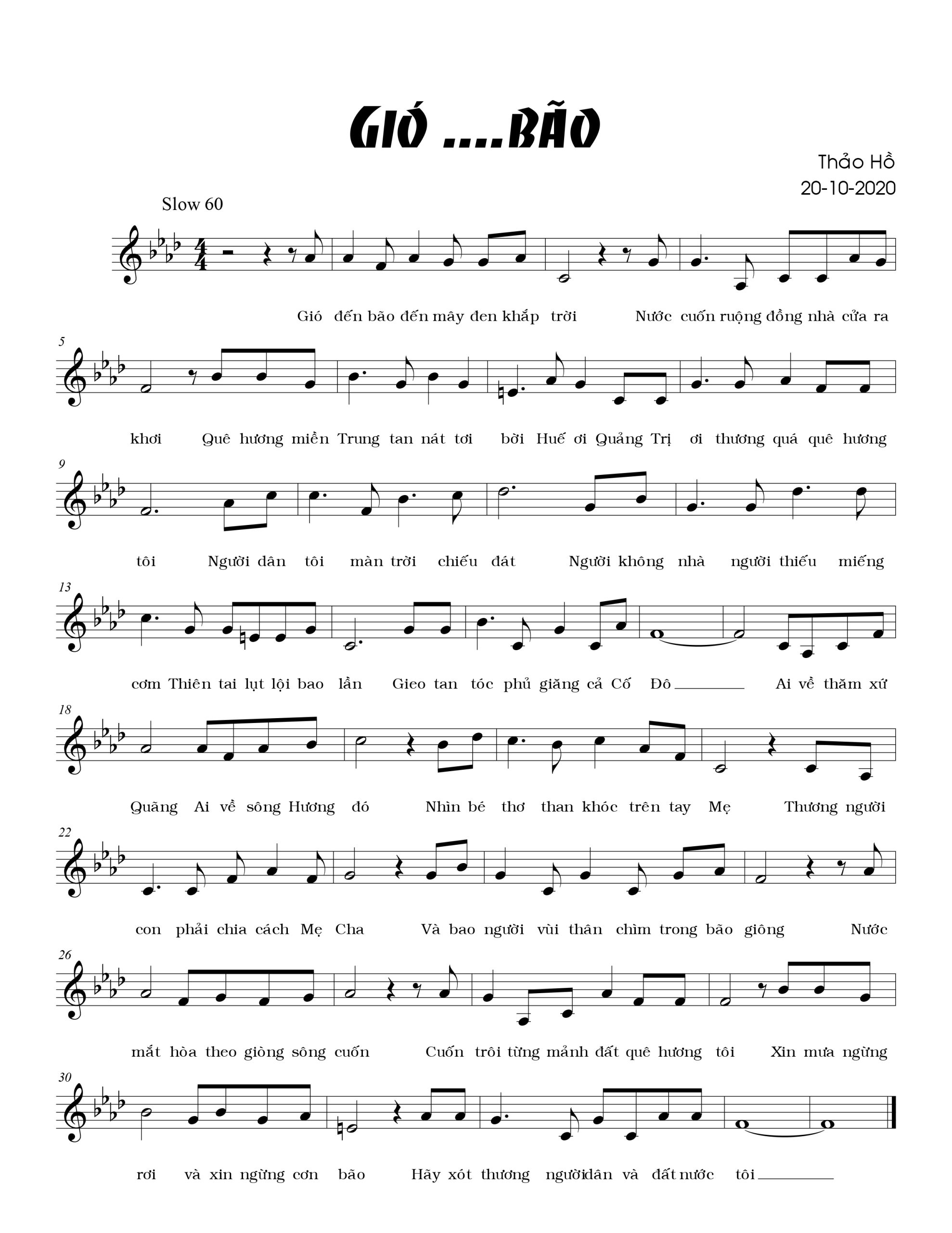 Sheet nhạc Gió bão - Trang 1