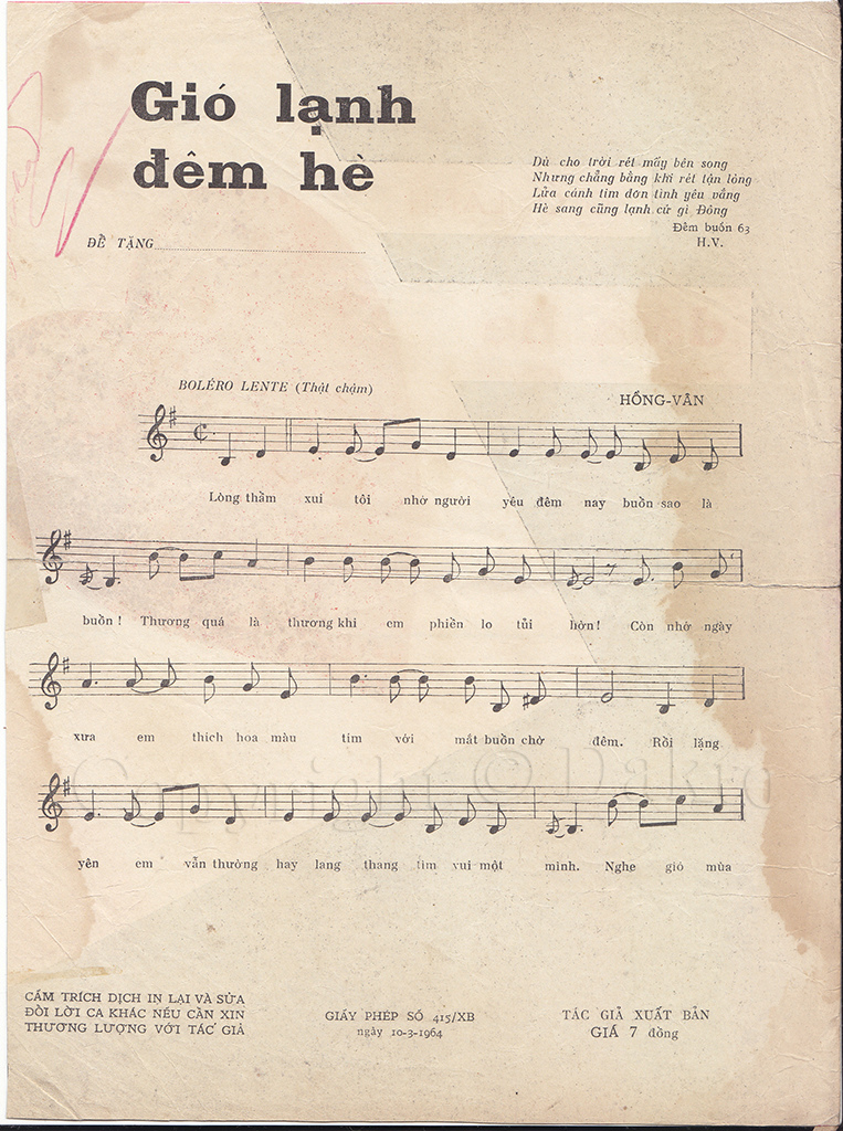 Sheet nhạc Gió lạnh đêm hè - Trang 2
