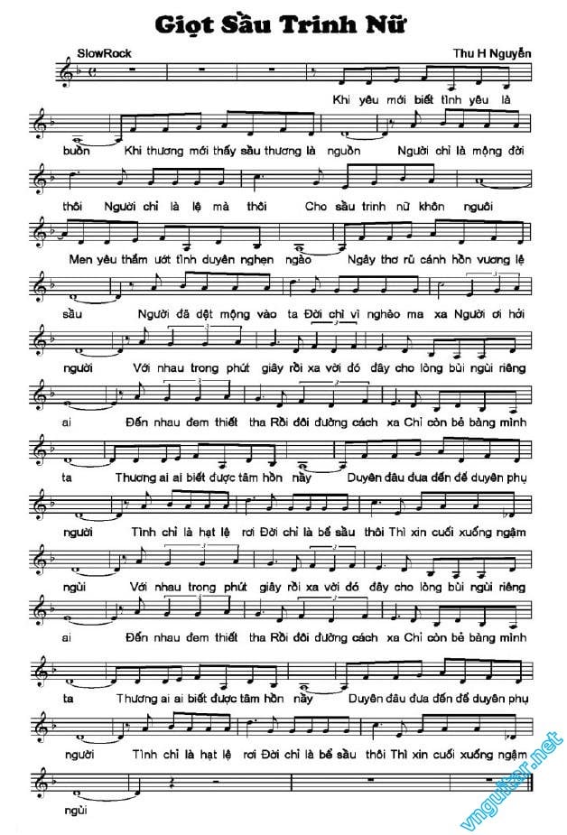 Sheet nhạc Giọt sầu trinh nữ - Trang 1