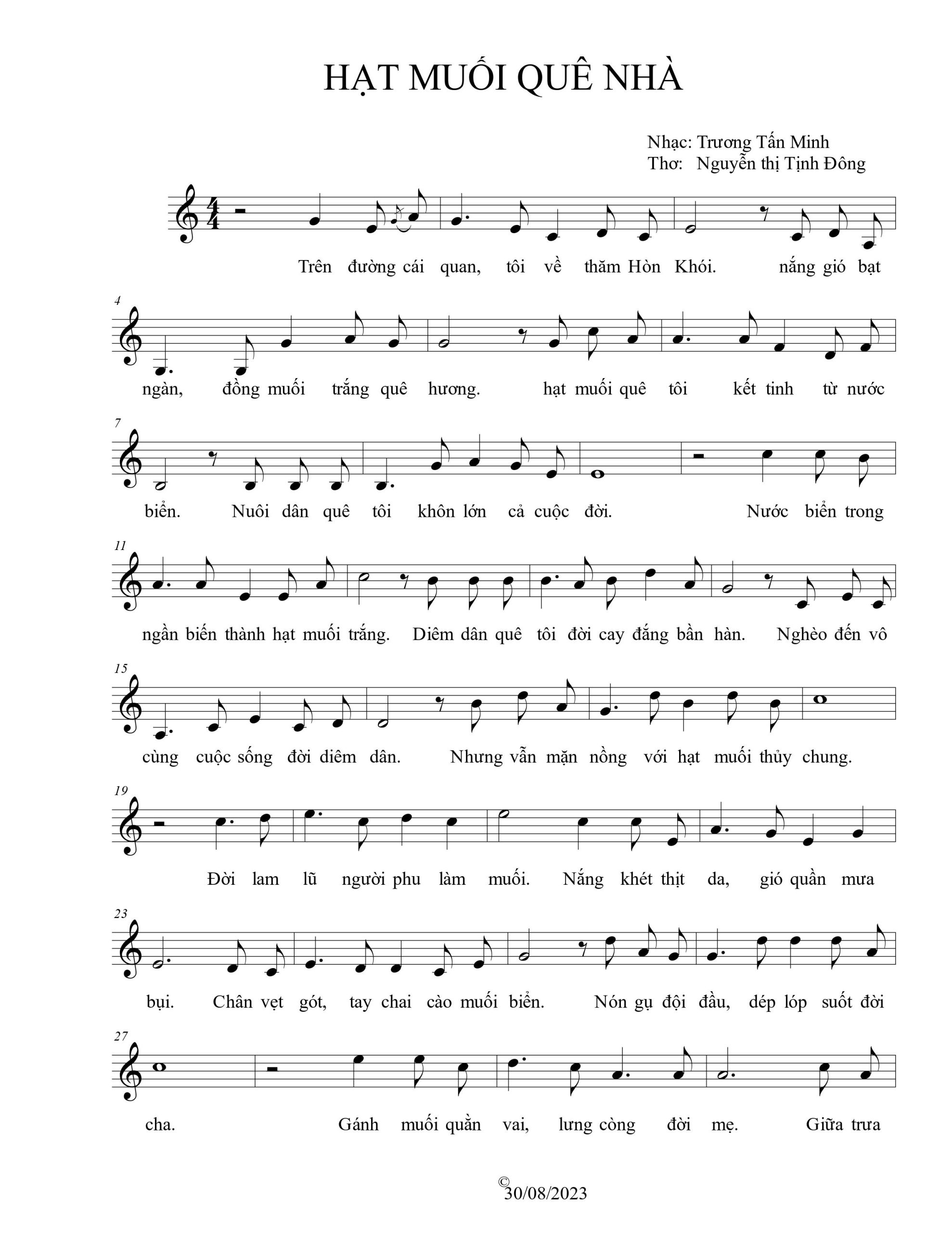 Sheet nhạc Hạt muối quê nhà - Trang 1