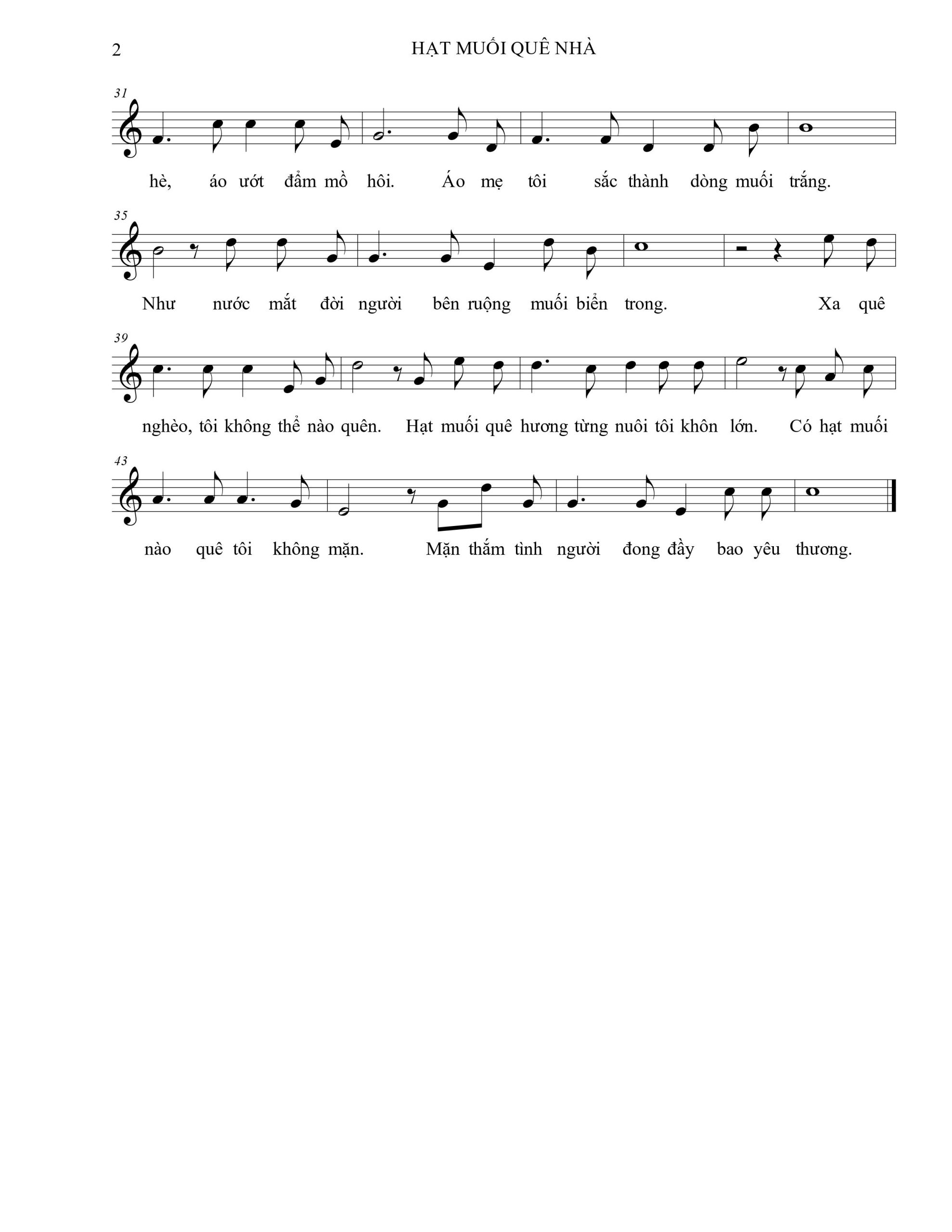 Sheet nhạc Hạt muối quê nhà - Trang 2