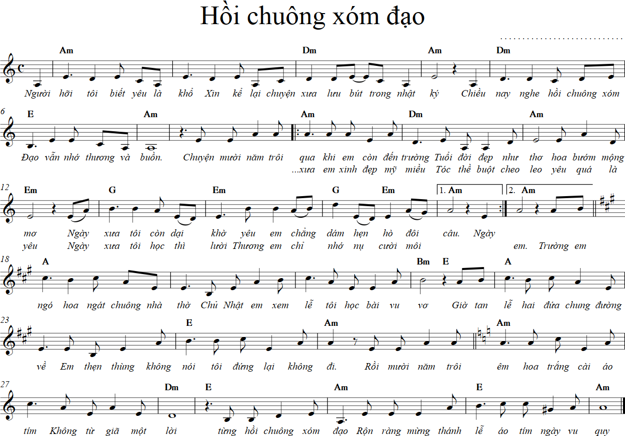 Sheet nhạc Hồi chuông xóm đạo - Trang 1