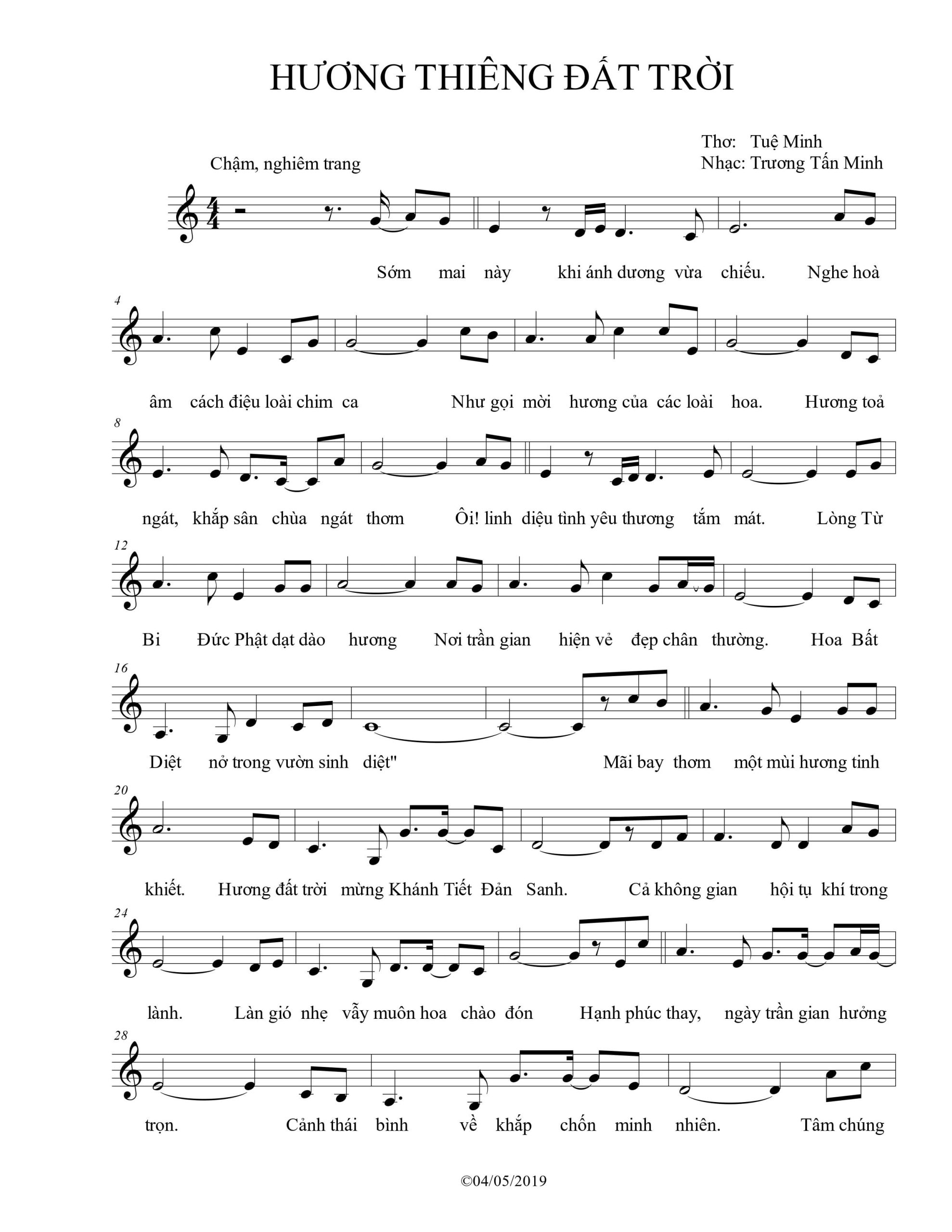 Sheet nhạc Hương thiêng đất trời - Trang 1