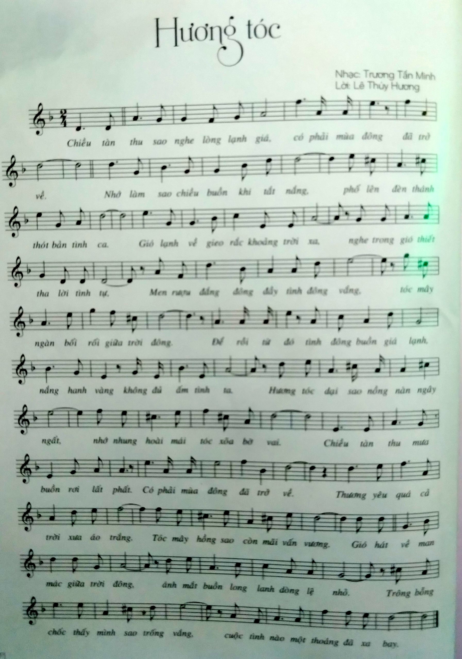 Sheet nhạc Hương tóc - Trang 1