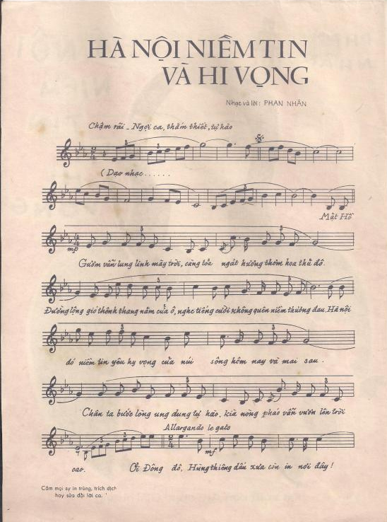 Sheet nhạc Hà Nội niềm tin và hy vọng - Trang 2