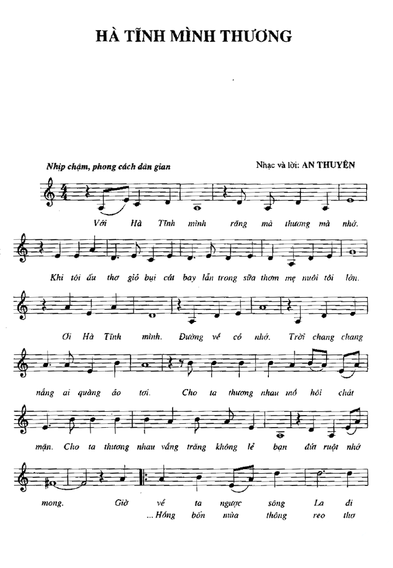 Sheet nhạc Hà Tĩnh mình thương - Trang 1