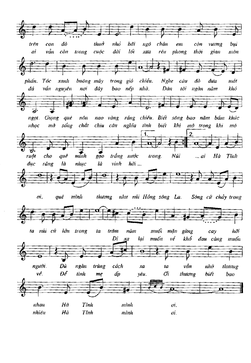 Sheet nhạc Hà Tĩnh mình thương - Trang 2