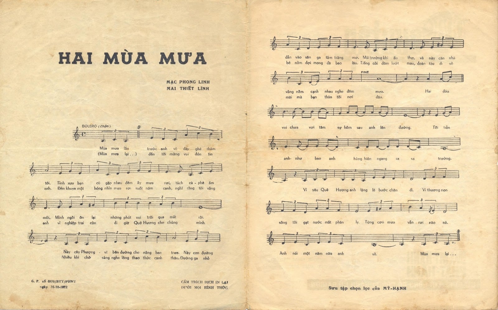 Sheet nhạc Hai mùa mưa - Trang 2