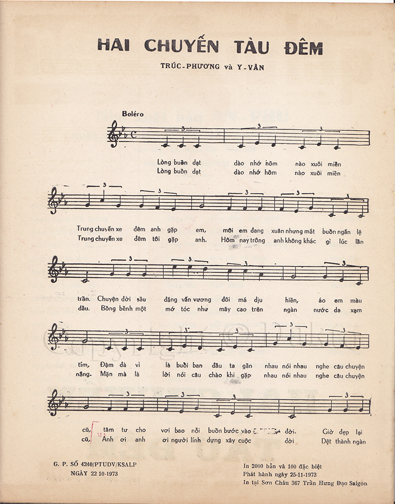 Sheet nhạc Hai chuyến tàu đêm - Trang 2