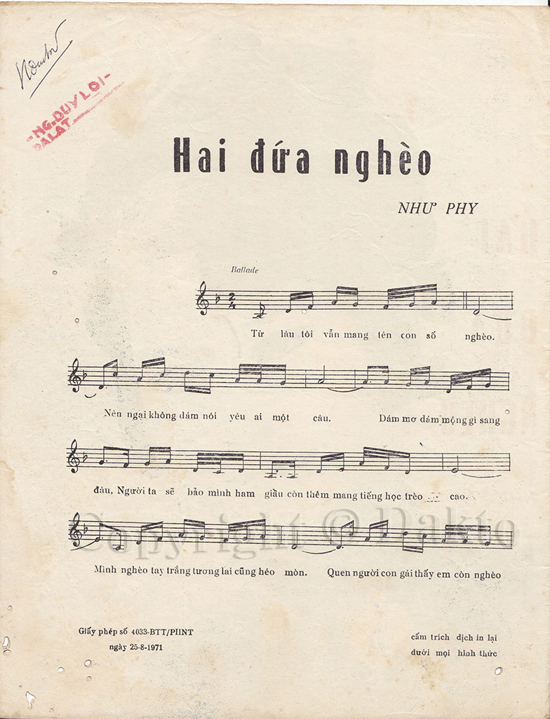 Sheet nhạc Hai đứa nghèo - Trang 2