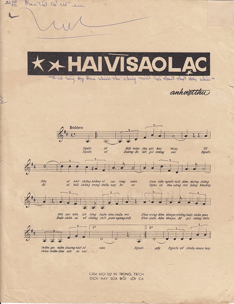 Sheet nhạc Hai vì sao lạc - Trang 2