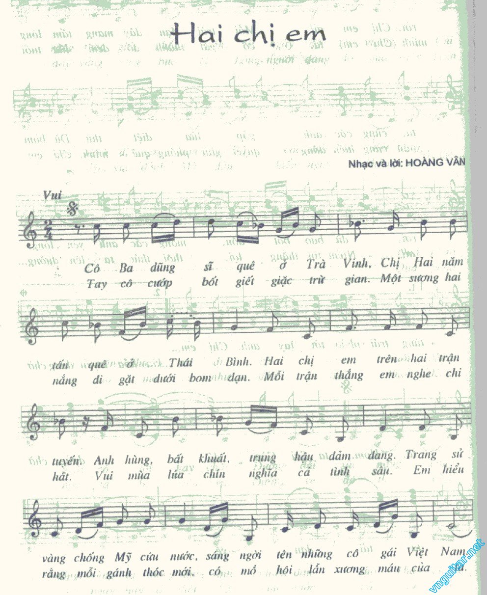 Sheet nhạc Hai chị em - Trang 1