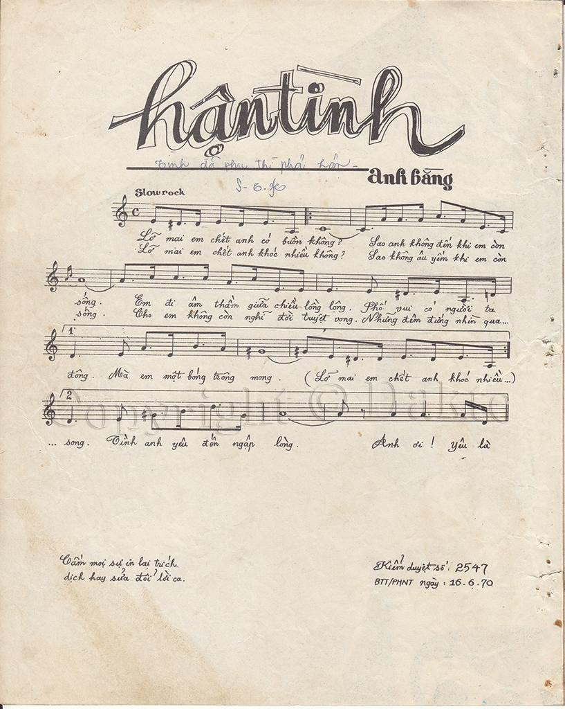 Sheet nhạc Hận tình - Trang 2